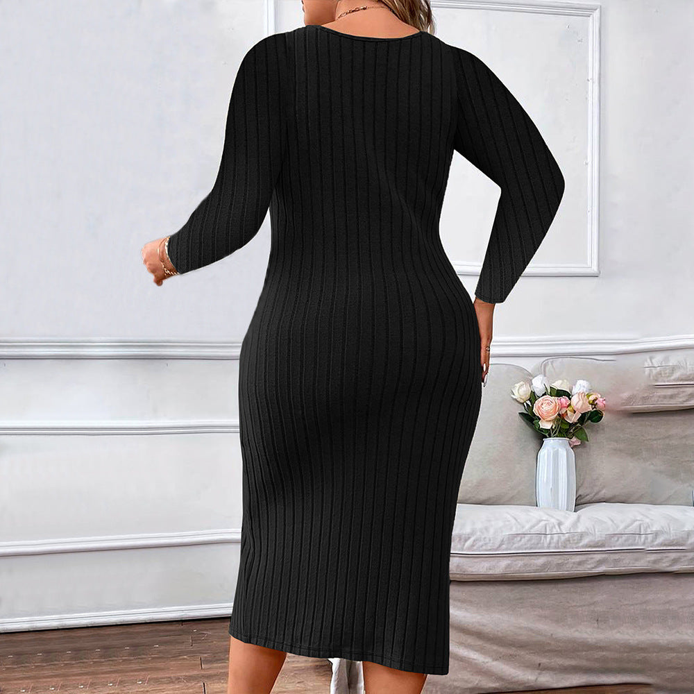 Black Fitted Ruche Dress