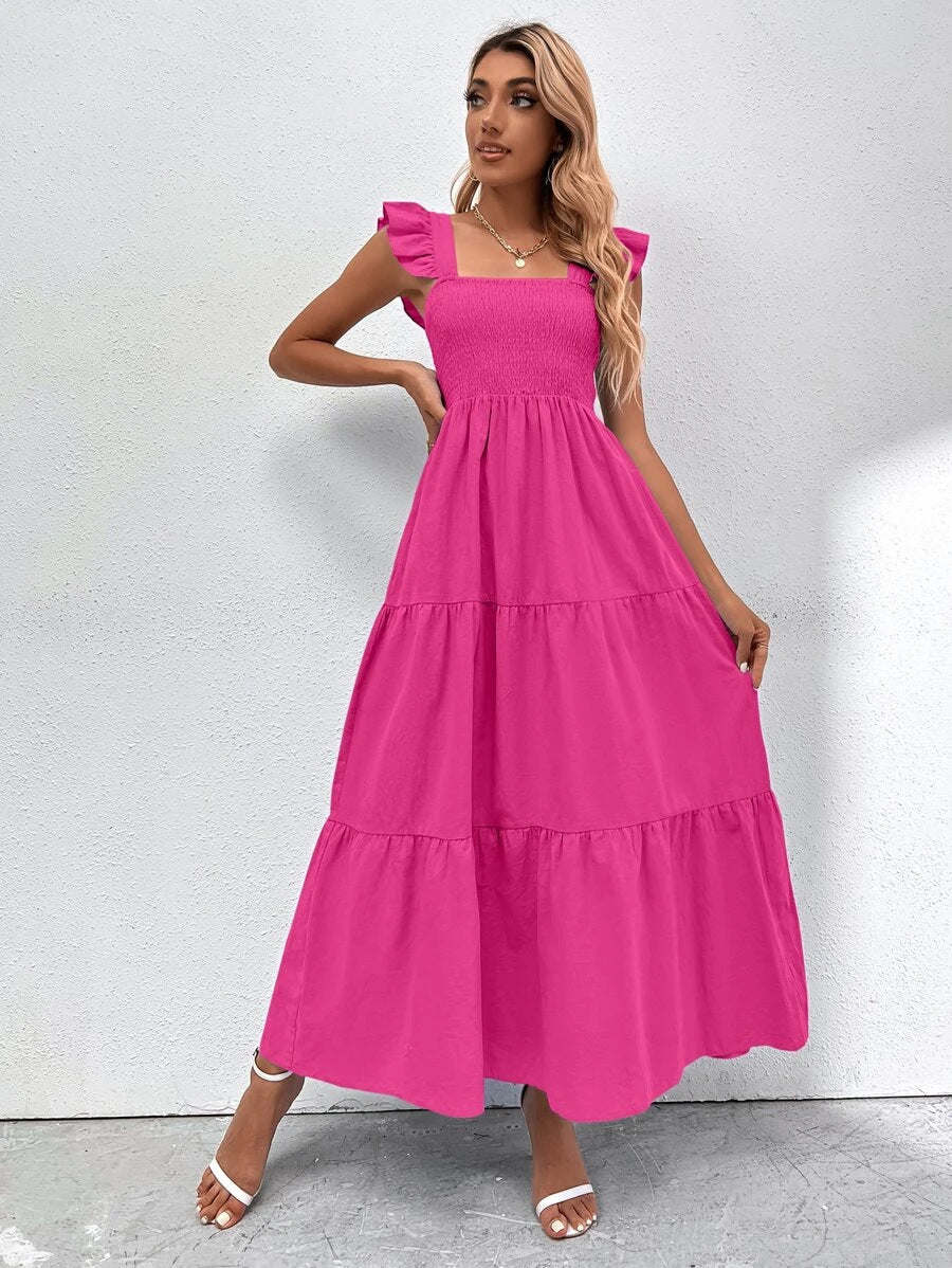 Summer Strap Ruffled Dress