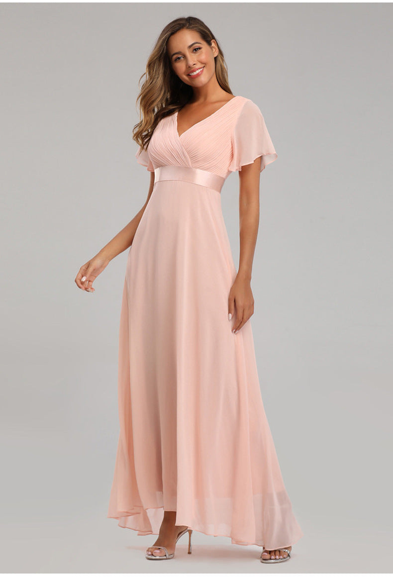 V-neck Chiffon Evening Dress