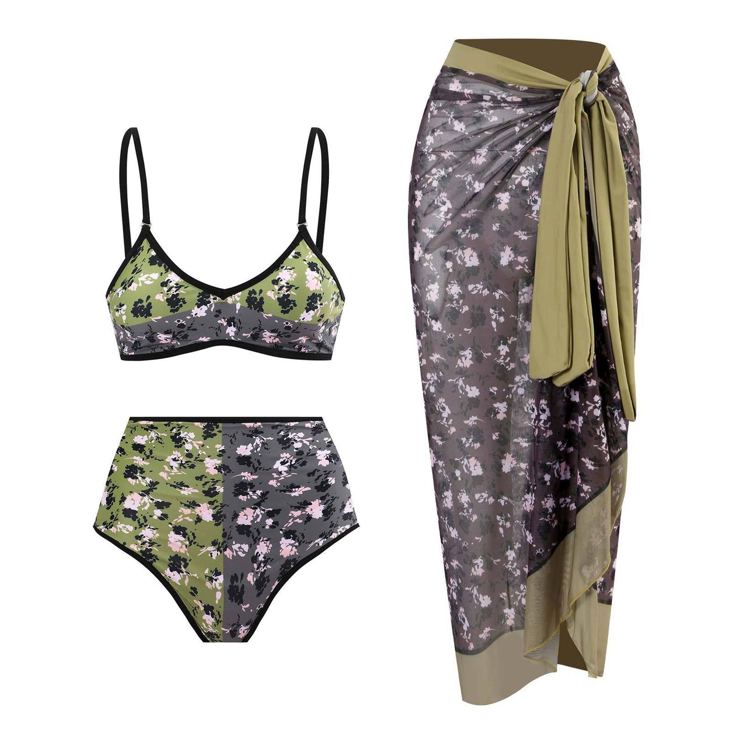 Retro Three Piece Swimsuit Set
