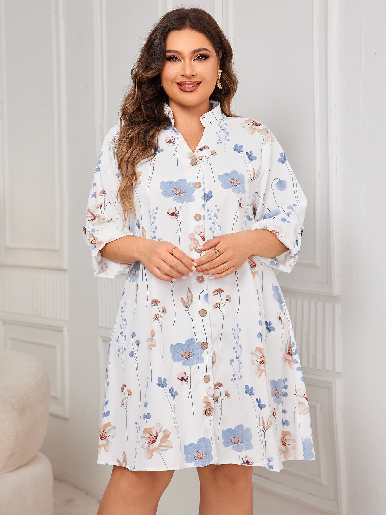 White Loose Shirt Dress
