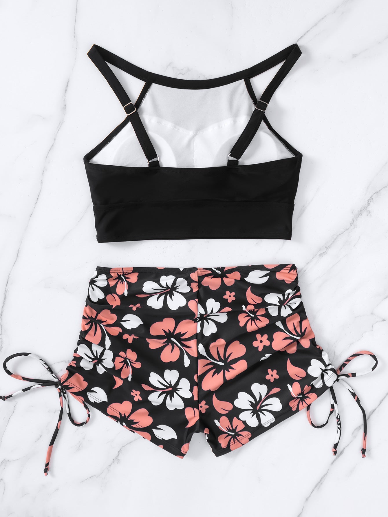 Round Neck Bikini w/ Printed Shorts