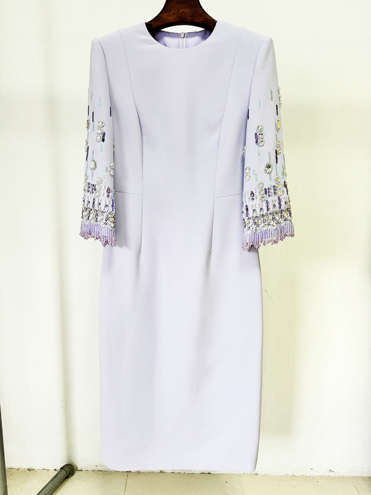 Bead Embedded Mid Length Dress