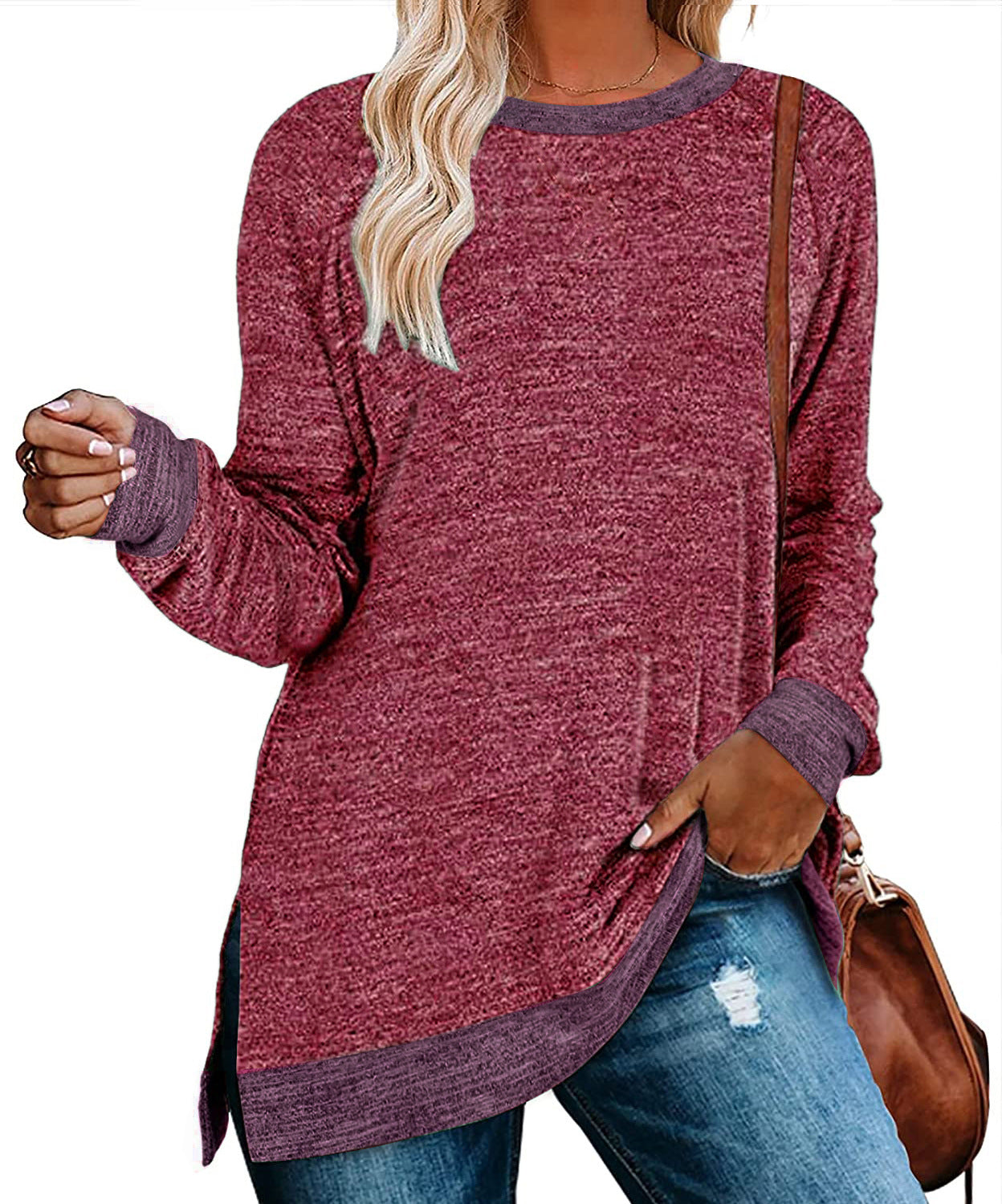 Multicolor Loose Split Top
