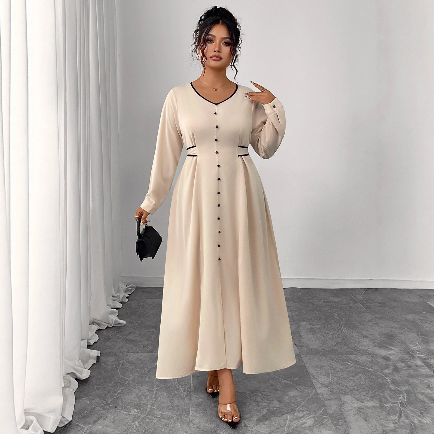 Ivory Waist Slimming Maxi Dress
