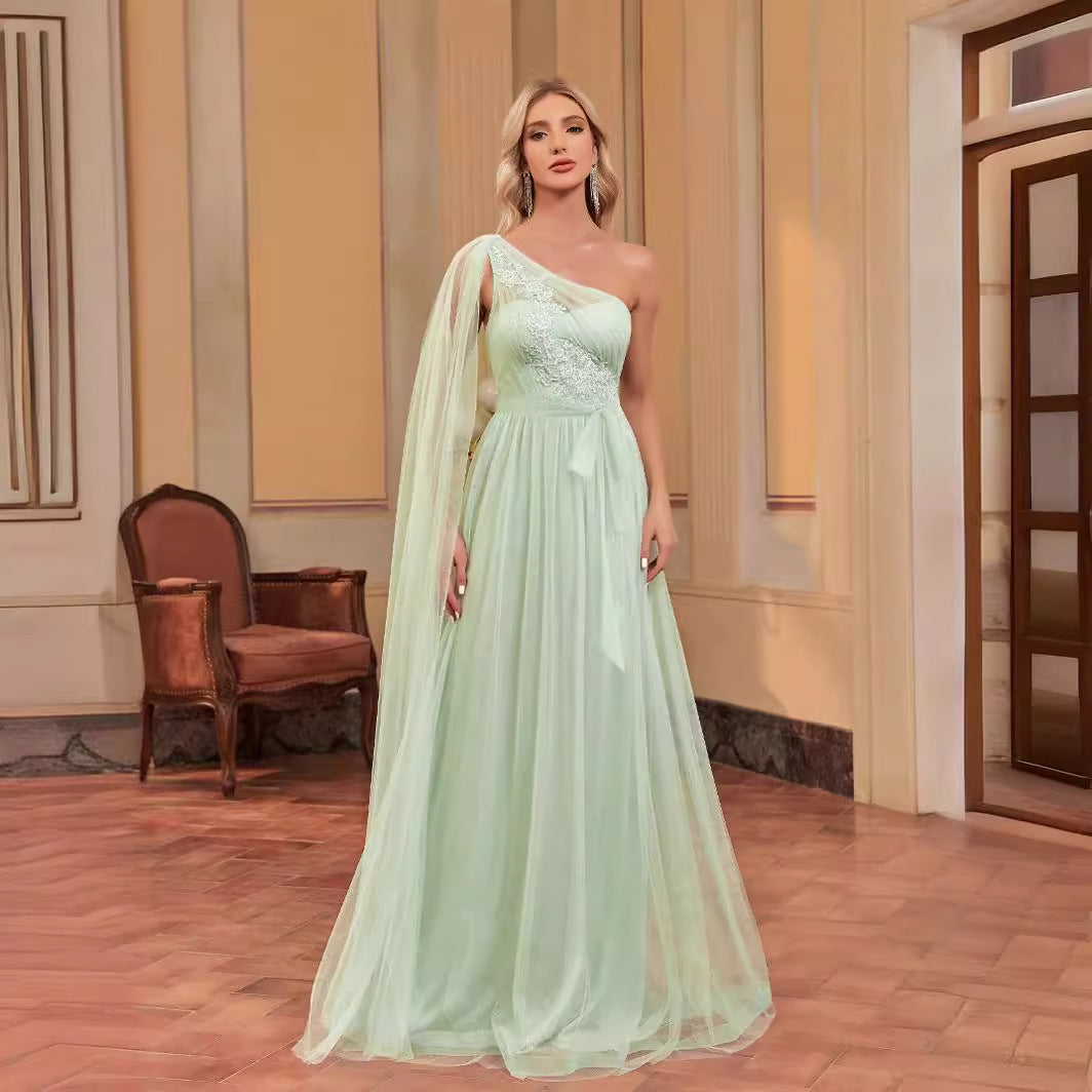 seafoam chiffon dress Gemma- the Seafoam Green Chiffon Evening Gown With Scarf M