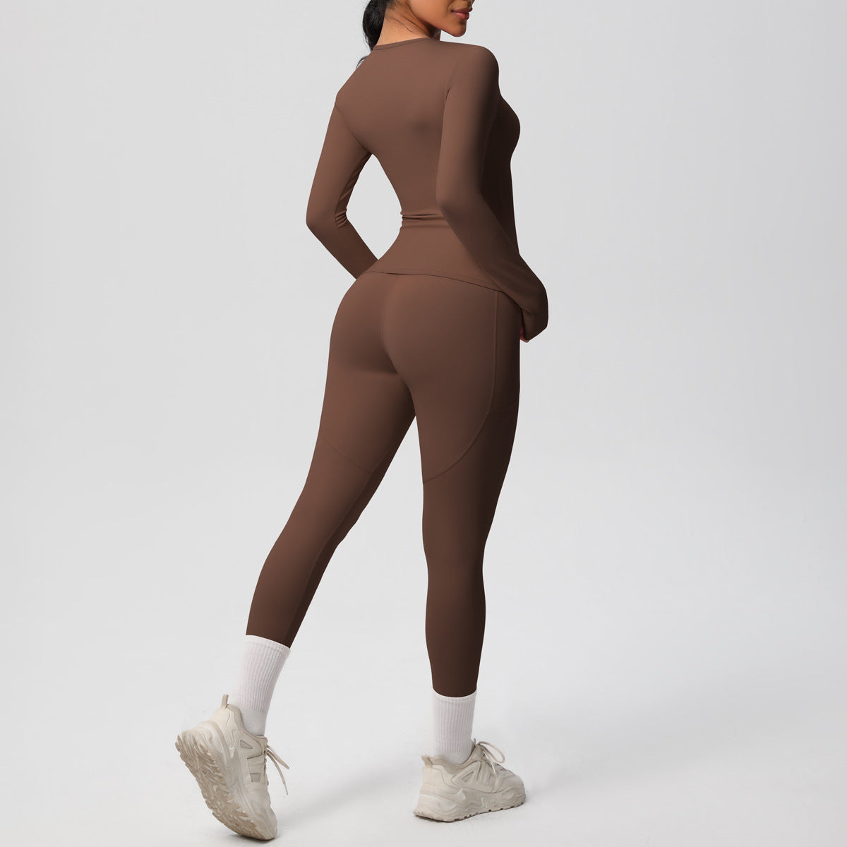 Long Sleeve Pocket Yoga Clothes Set