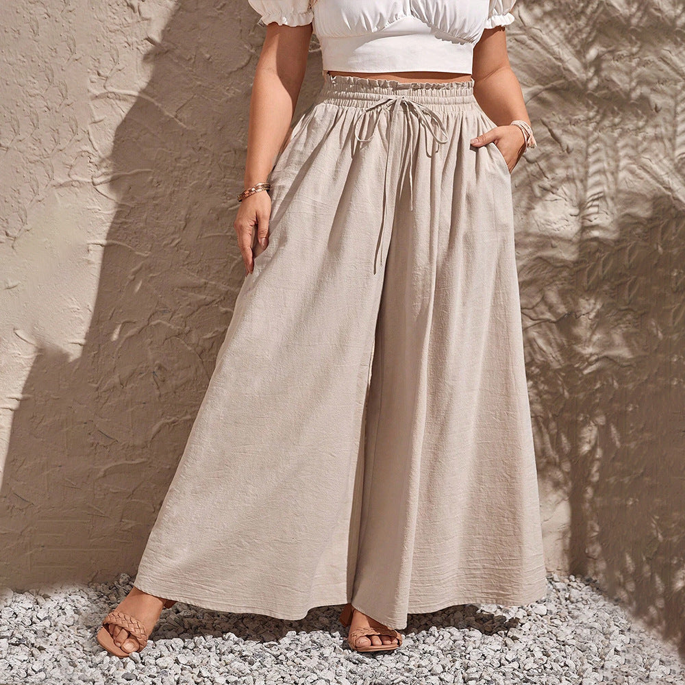 Wide Leg Khaki Pants w/ Pocket