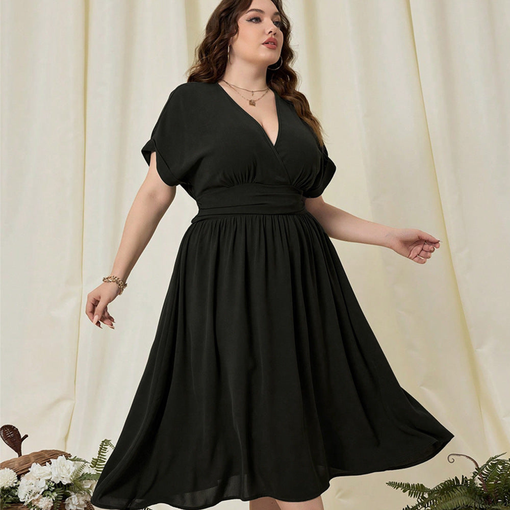 Black V-Neck Slim Fit Dress