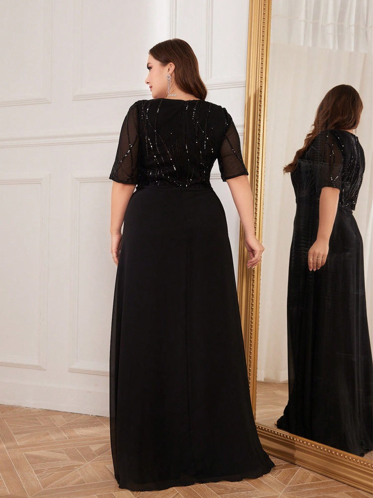 Ciara Sequin Chiffon Evening Dress