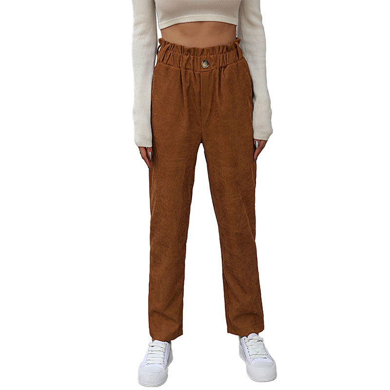Straight Leg Camel Corduroy Pants