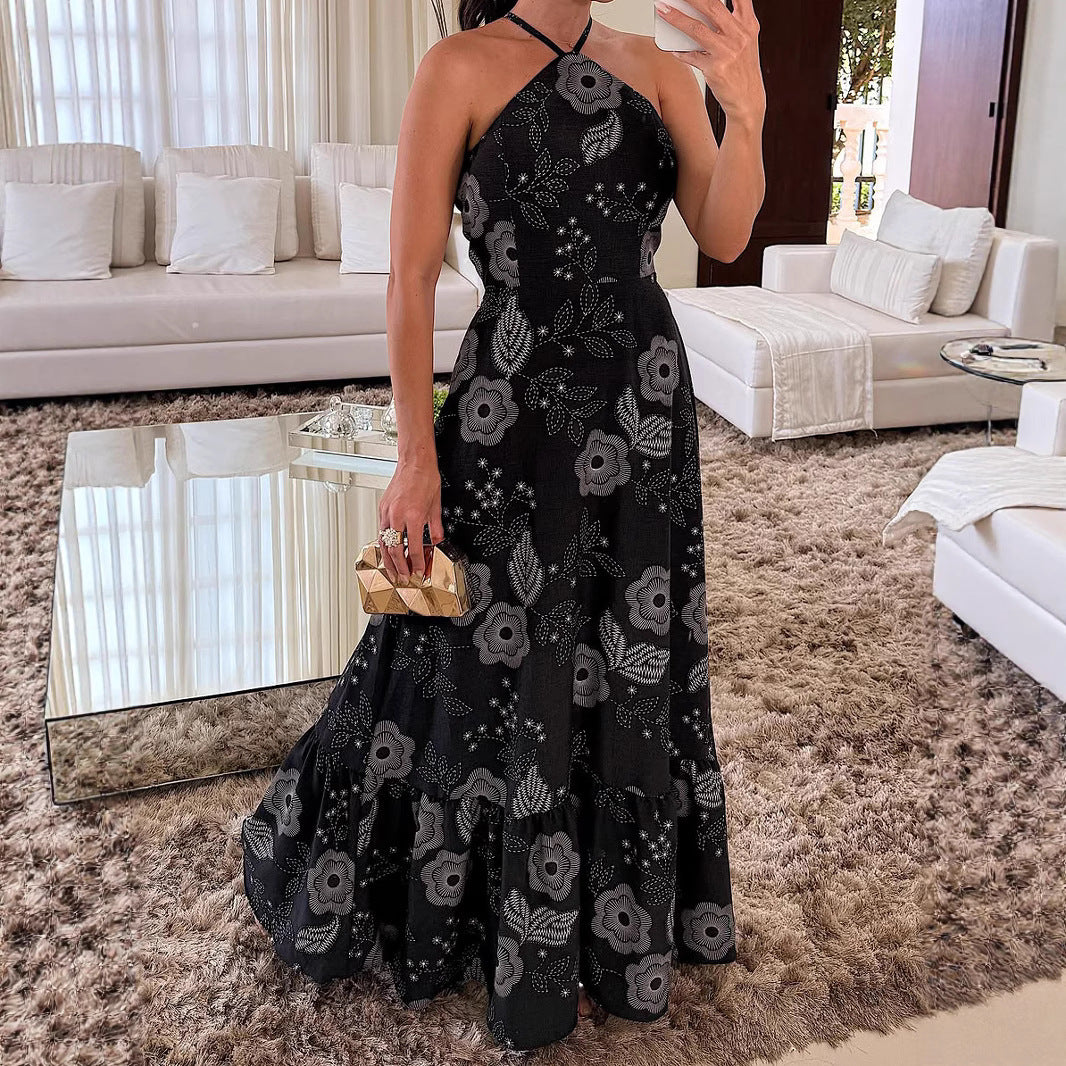Halter Vacation Elegant Printed Dress