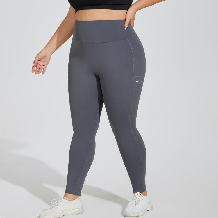Hip Raise High Waist Stretch Pants w/ Pocket