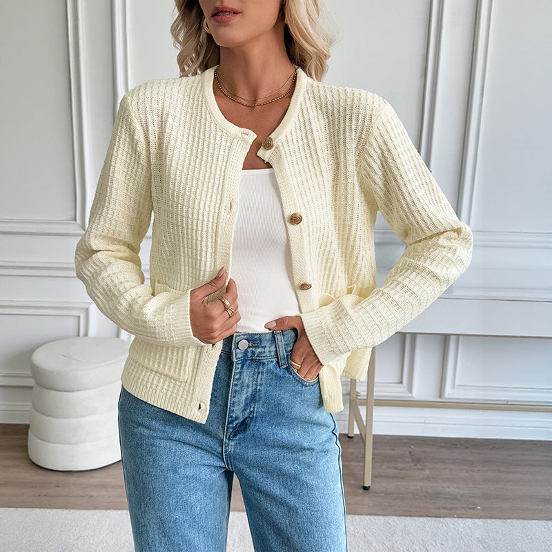 Ivory Waffle Cardigan