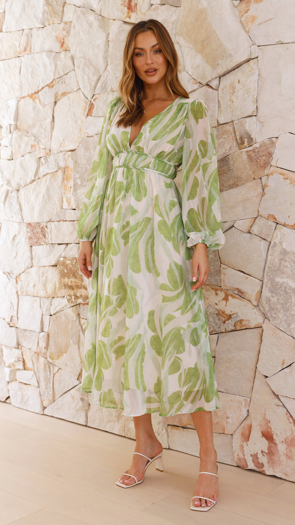 Chiffon Printed V-neck Floral Dress