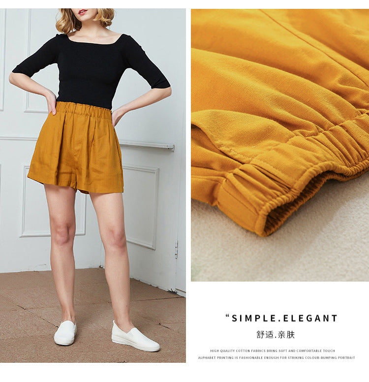 High Waist Hemp Cotton Shorts