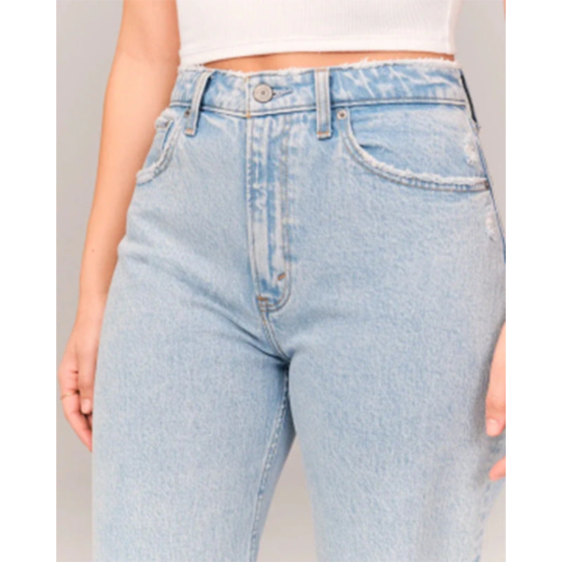 Mid-Rise Straight Jeans