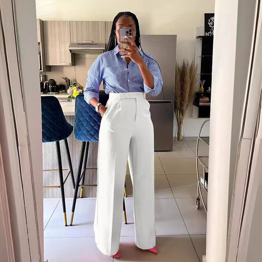 Straight Wide Leg Casual Trousers