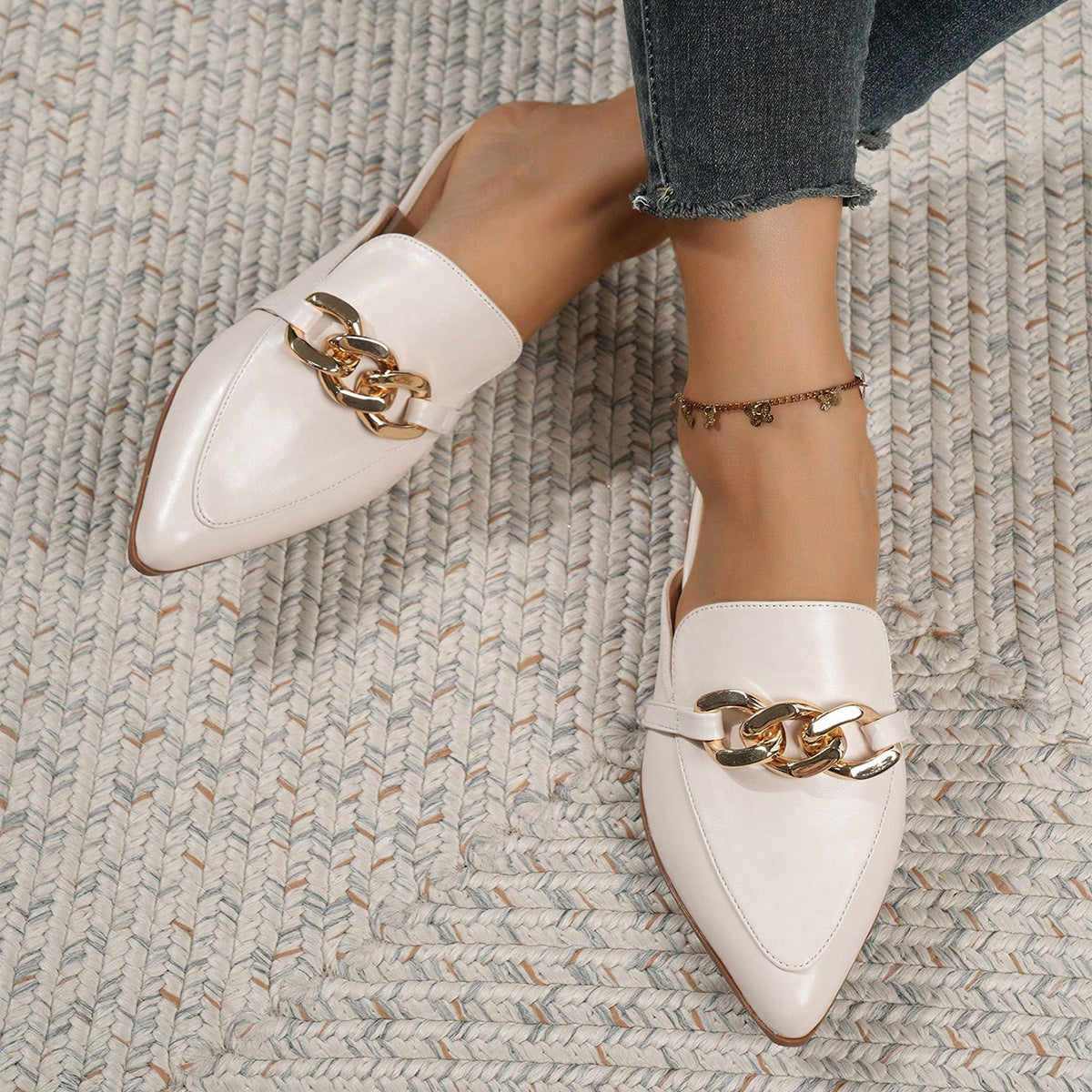 Casual Faux Leather Mules Shoes