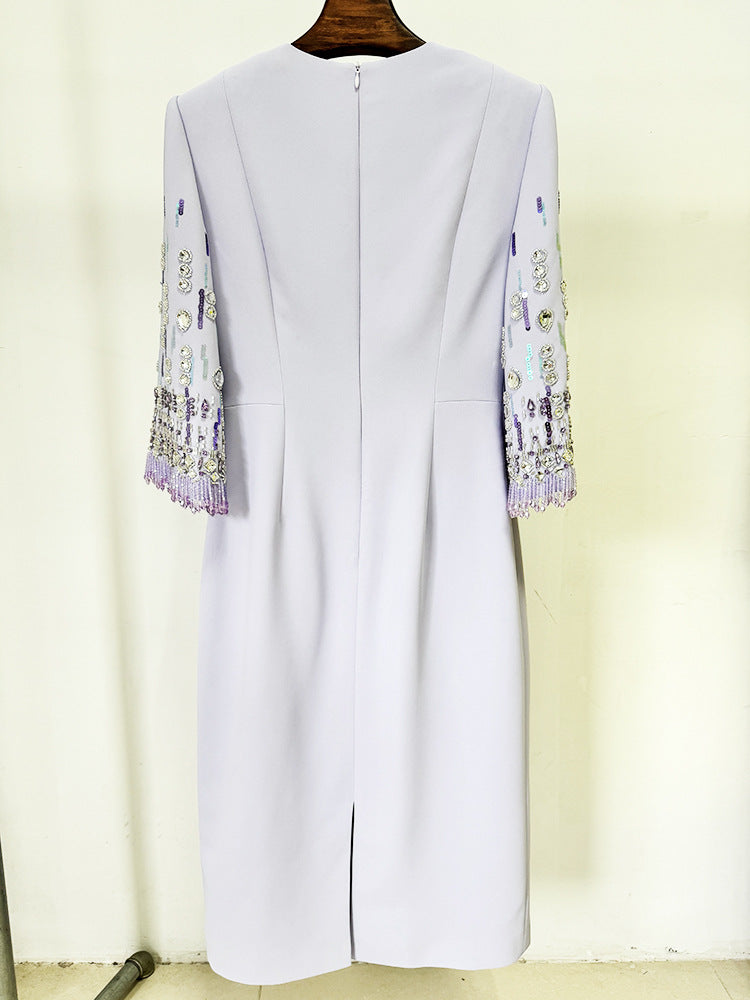 Bead Embedded Mid Length Dress