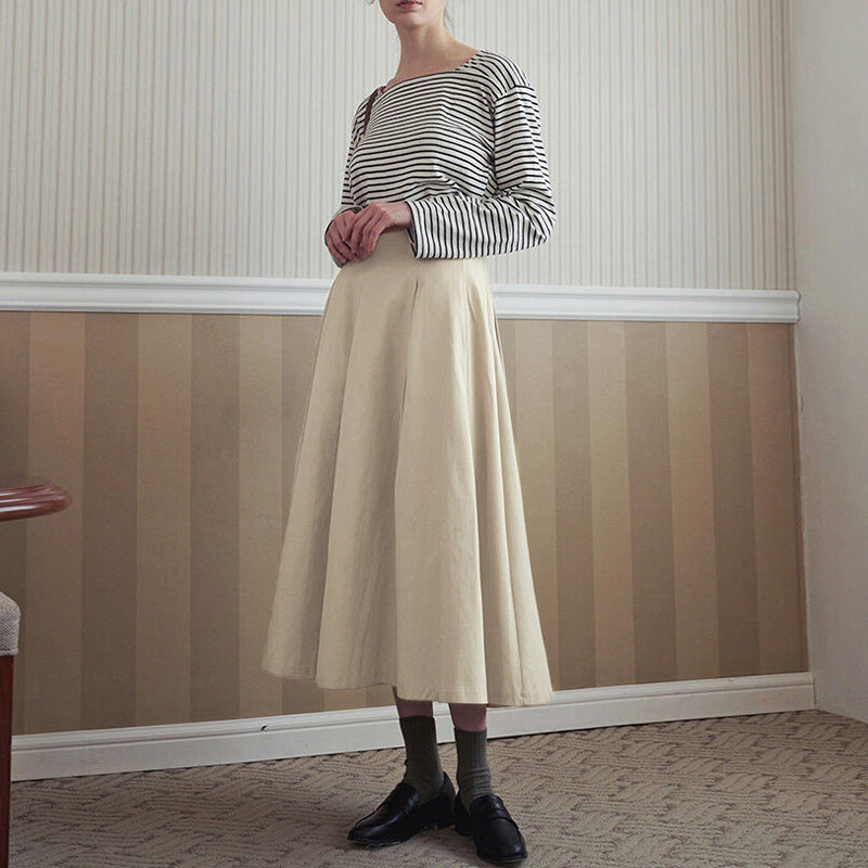 Pleated Apricot Cotton Skirt