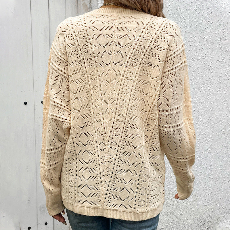 Beige Casual Woolen Cardigan