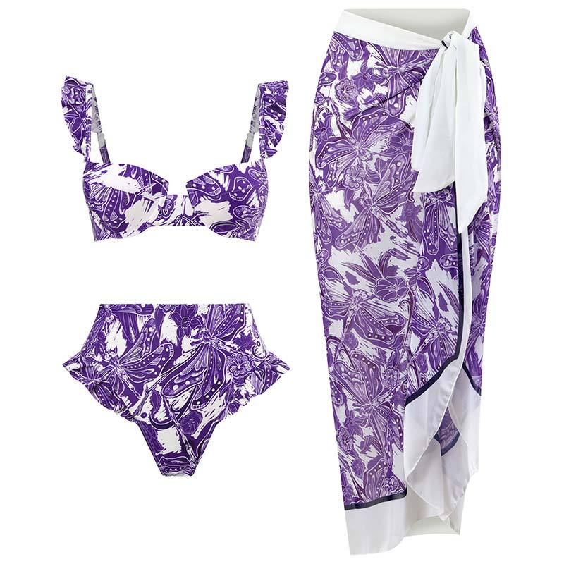 Retro Three Piece Swimsuit Set