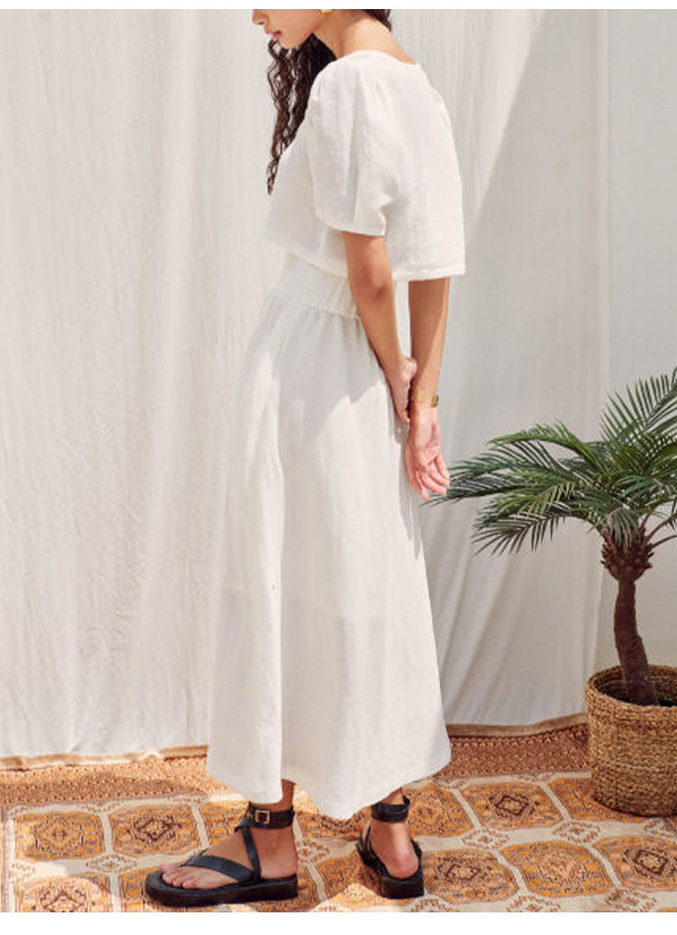 Breathable High Waist Linen Skirt