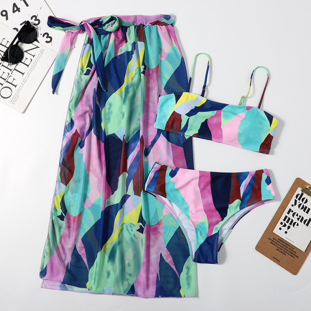 Colourful Three-Piece Bikini Set