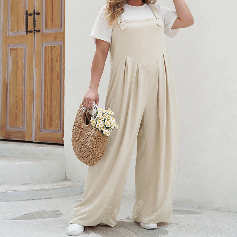 Apricot Loose Wide Leg Overalls