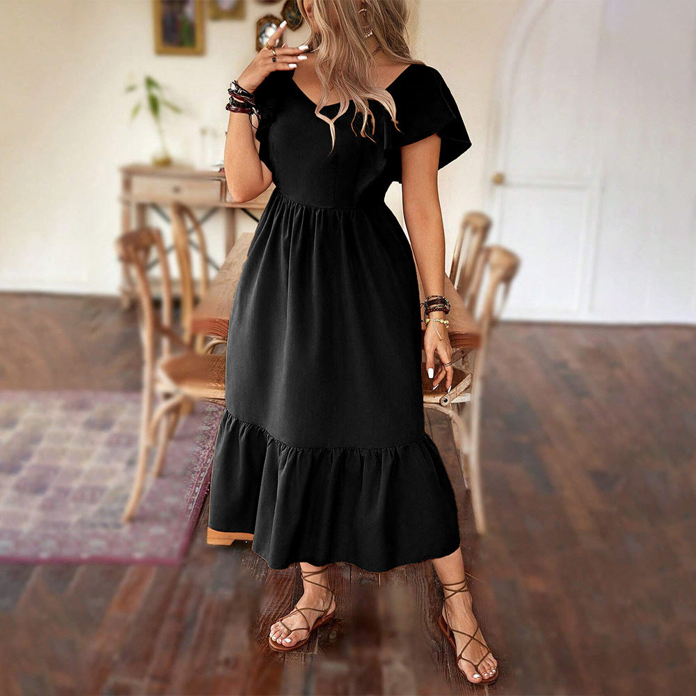 Elegant Ruffled Backless Dress