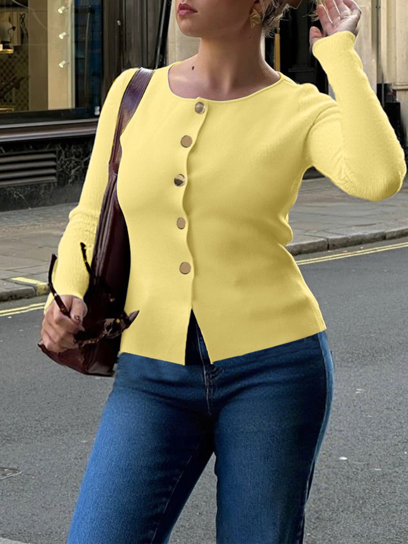 Minimalist Button Base Woolen Cardigan