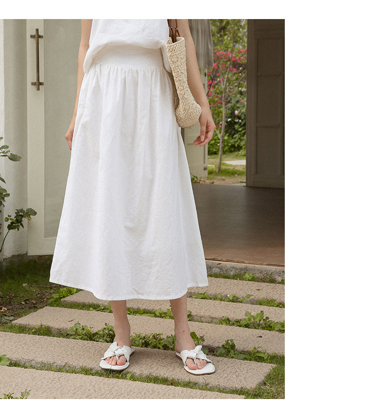 Breathable High Waist Linen Skirt