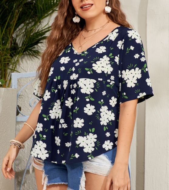 Navy Floral Blouse