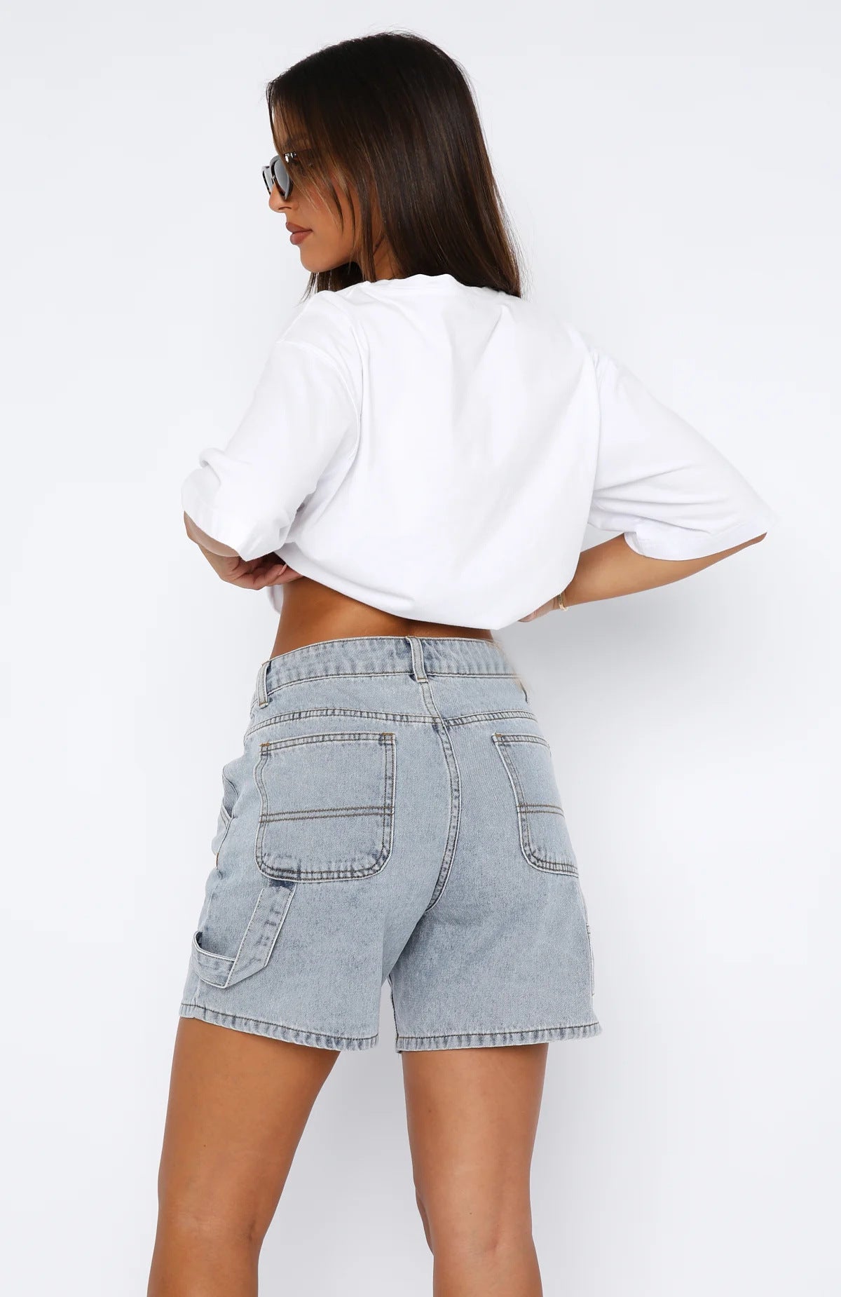 Summer Street Hipster Washed Overalls Denim Shorts