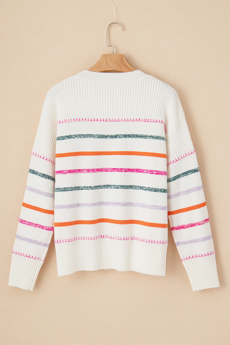 Round Neck Striped Sweater