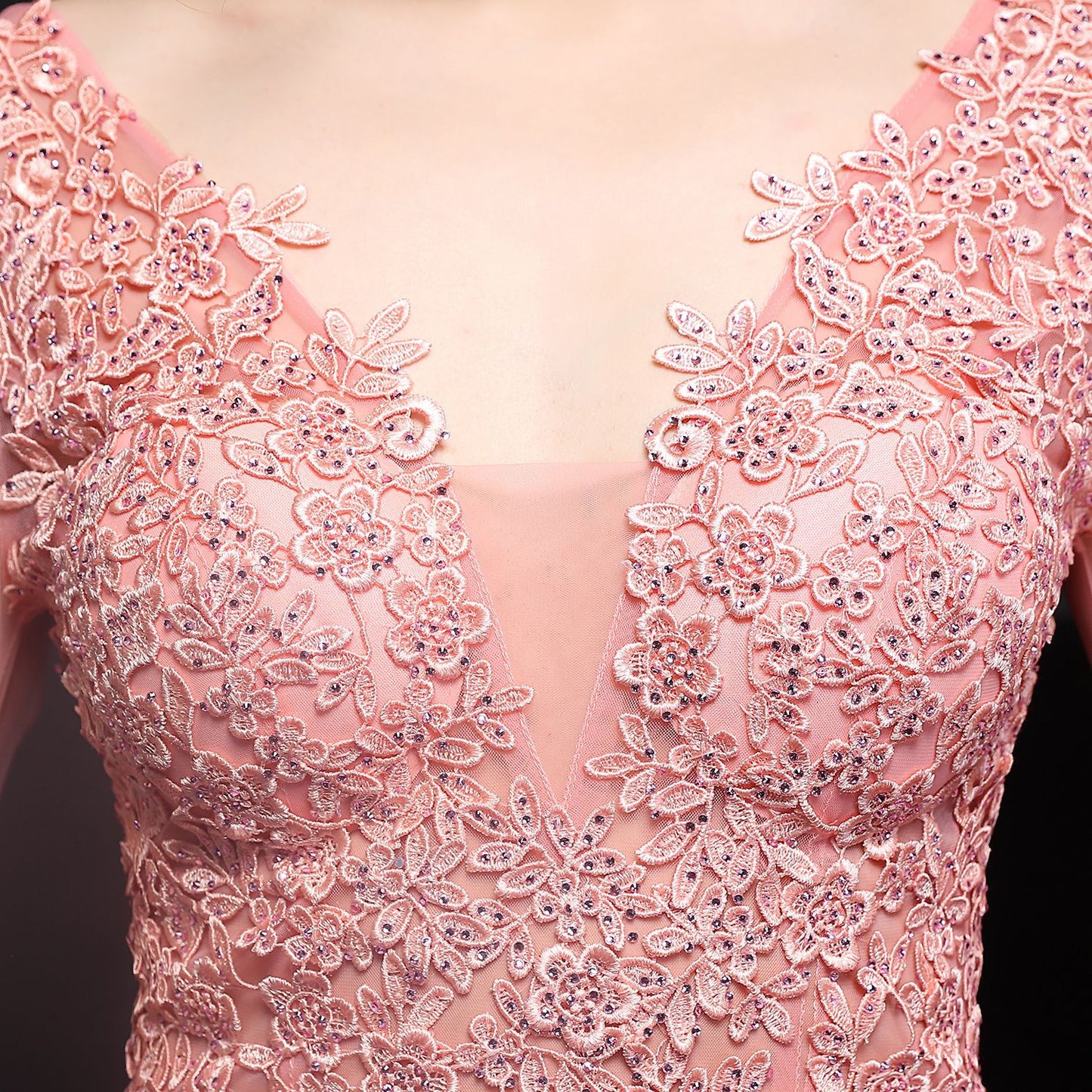 Full Craft Lace Fishtail Evening Dress