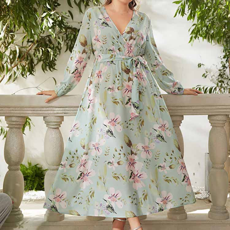 Caroline Mint Floral Dress