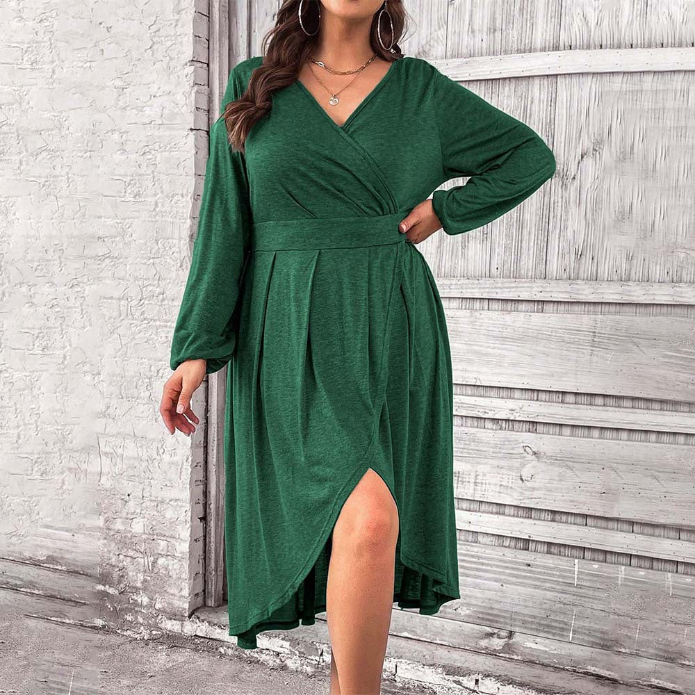 Jersey V-Neck Mid Length Dress