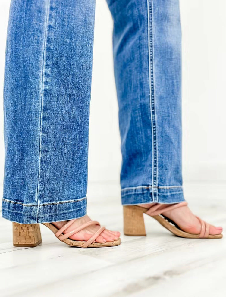 Washed Straight Jeans