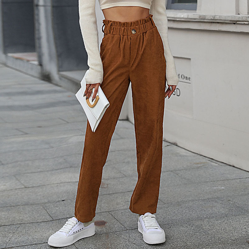 Straight Leg Camel Corduroy Pants