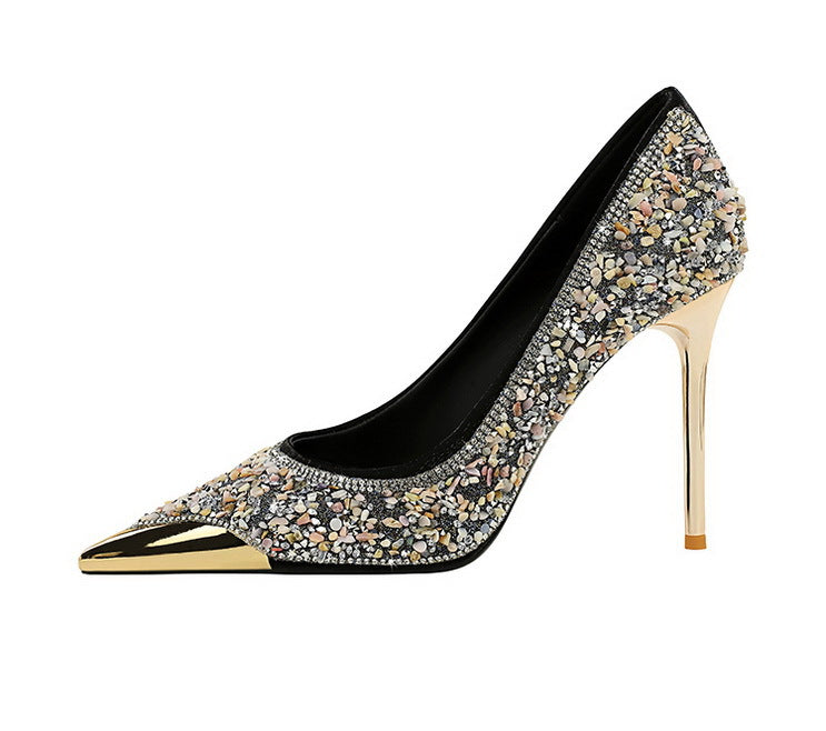 Rhinestone Metal Pointed Stilettos