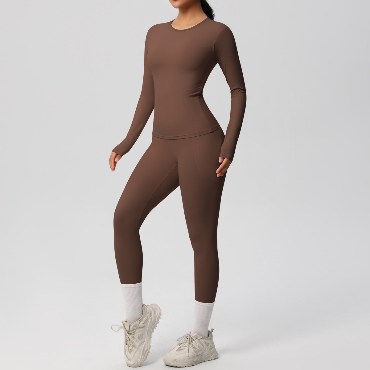 Long Sleeve Pocket Yoga Clothes Set