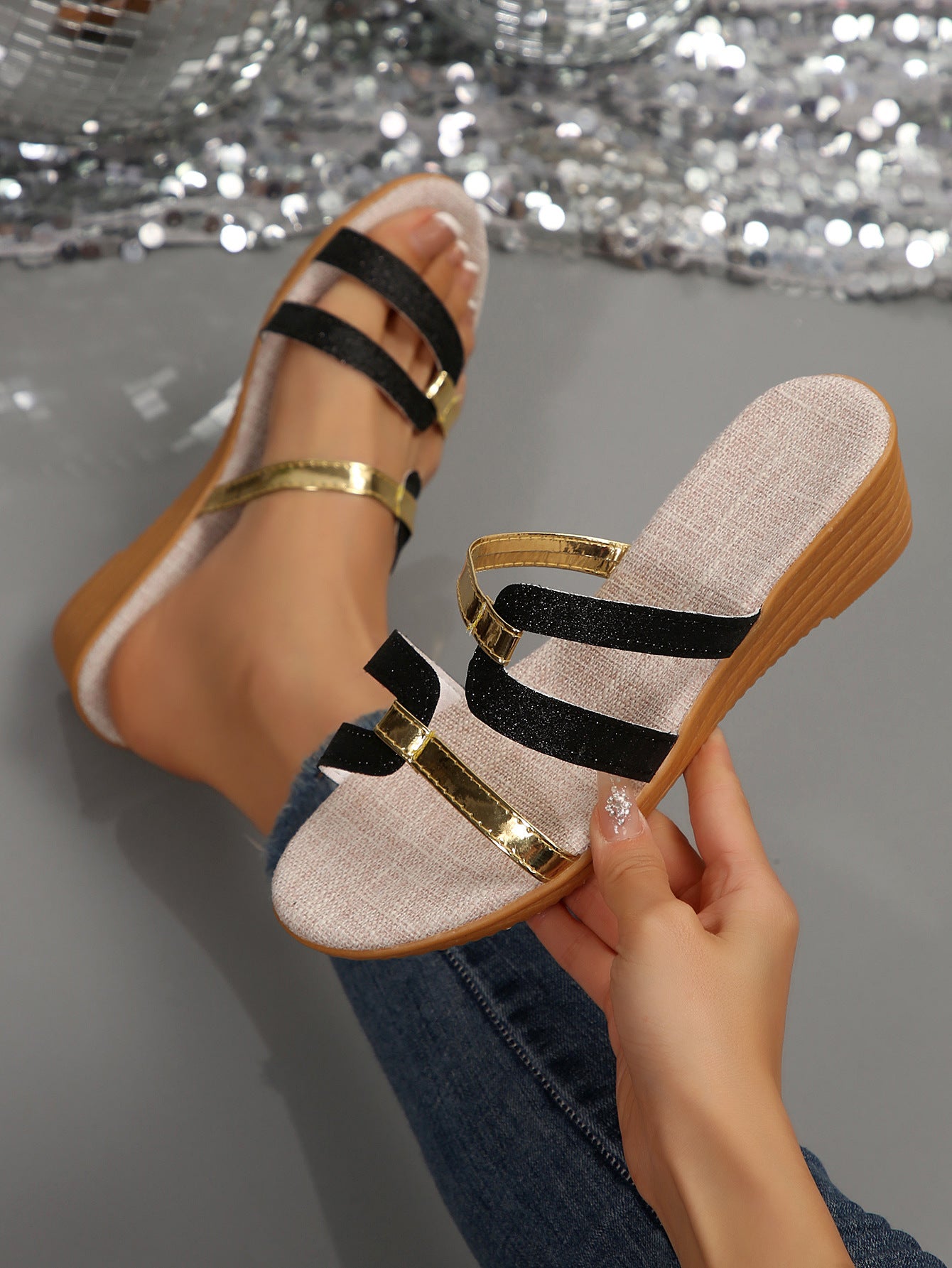 Open Toe Beach Mini Wedge