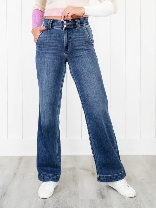 Washed Straight Jeans