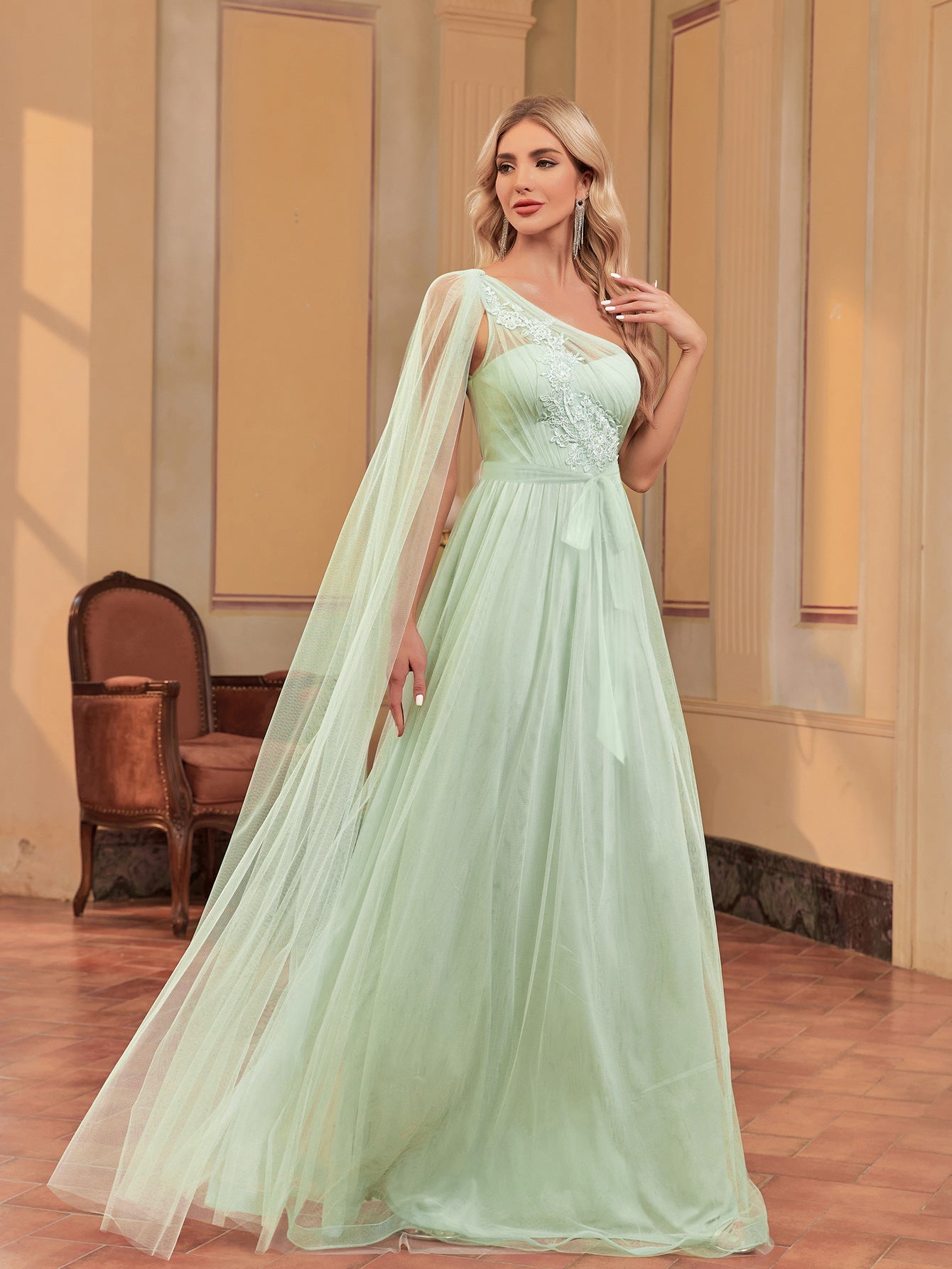 Seafoam Chiffon Maxi Dress