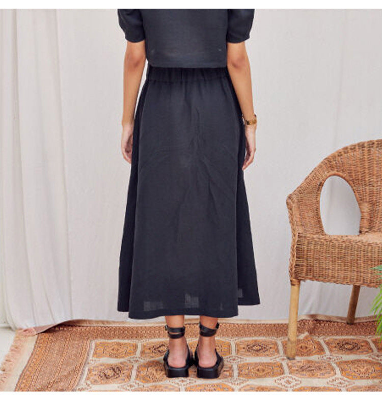 Breathable High Waist Linen Skirt