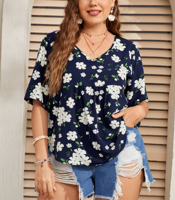 Navy Floral Blouse