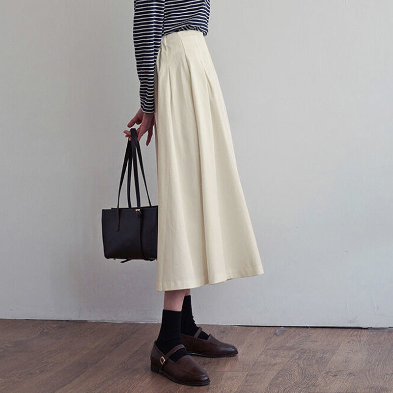 Pleated Apricot Cotton Skirt