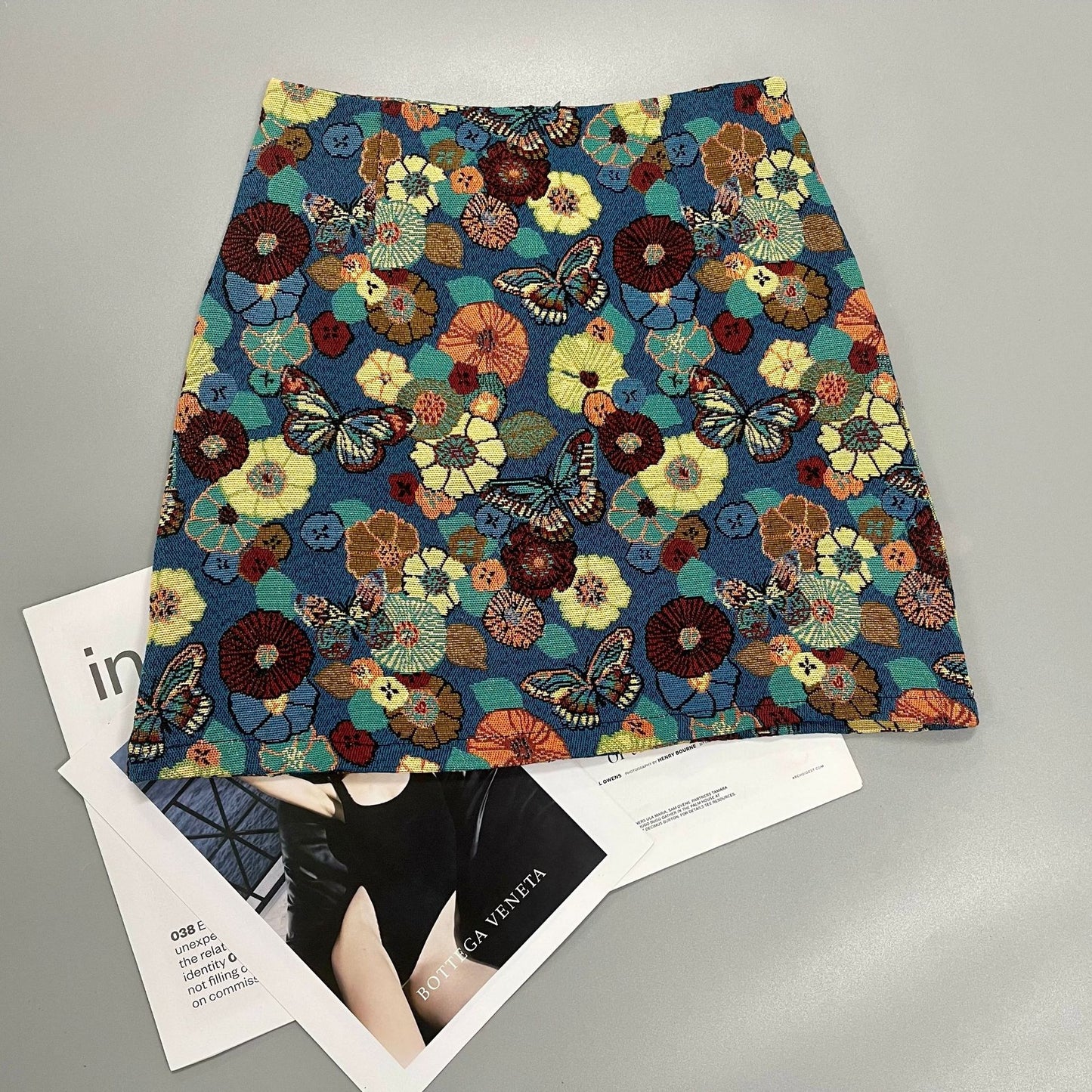 Butterfly Floral Embroidered Mini Skirt
